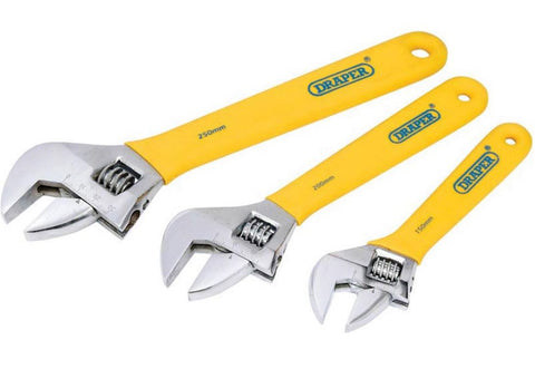 DRAPER DIY SERIES 3 PIECE SOFT GRIP ADJUSTABLE WRENCH SET