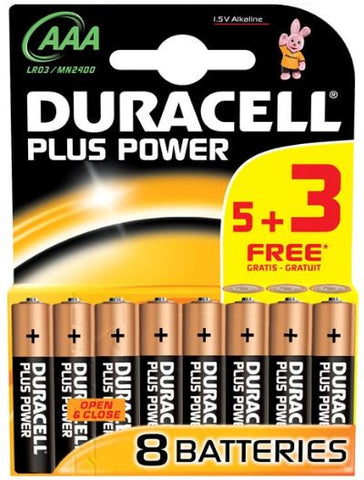 DURACELL MULTI-PACK OF 8 AAA BATTERIES (5 +3)